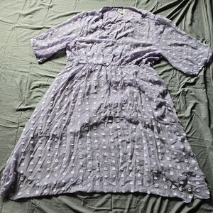 Chic Soul Lavender Sheer Dress with White Polka Dots